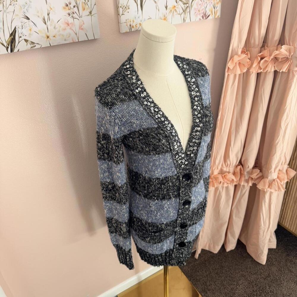 Vintage MUDD V-Neck Striped Cardigan Sweater - Blue/Black